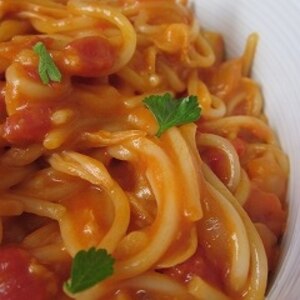 おうちで本格イタリアン♪カニのトマトパスタ